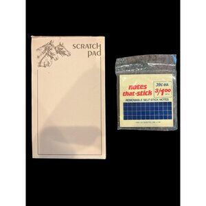 Vintage Scratch Pad With Horse Heads & New Notes That‎ Stick, Collectible Notes